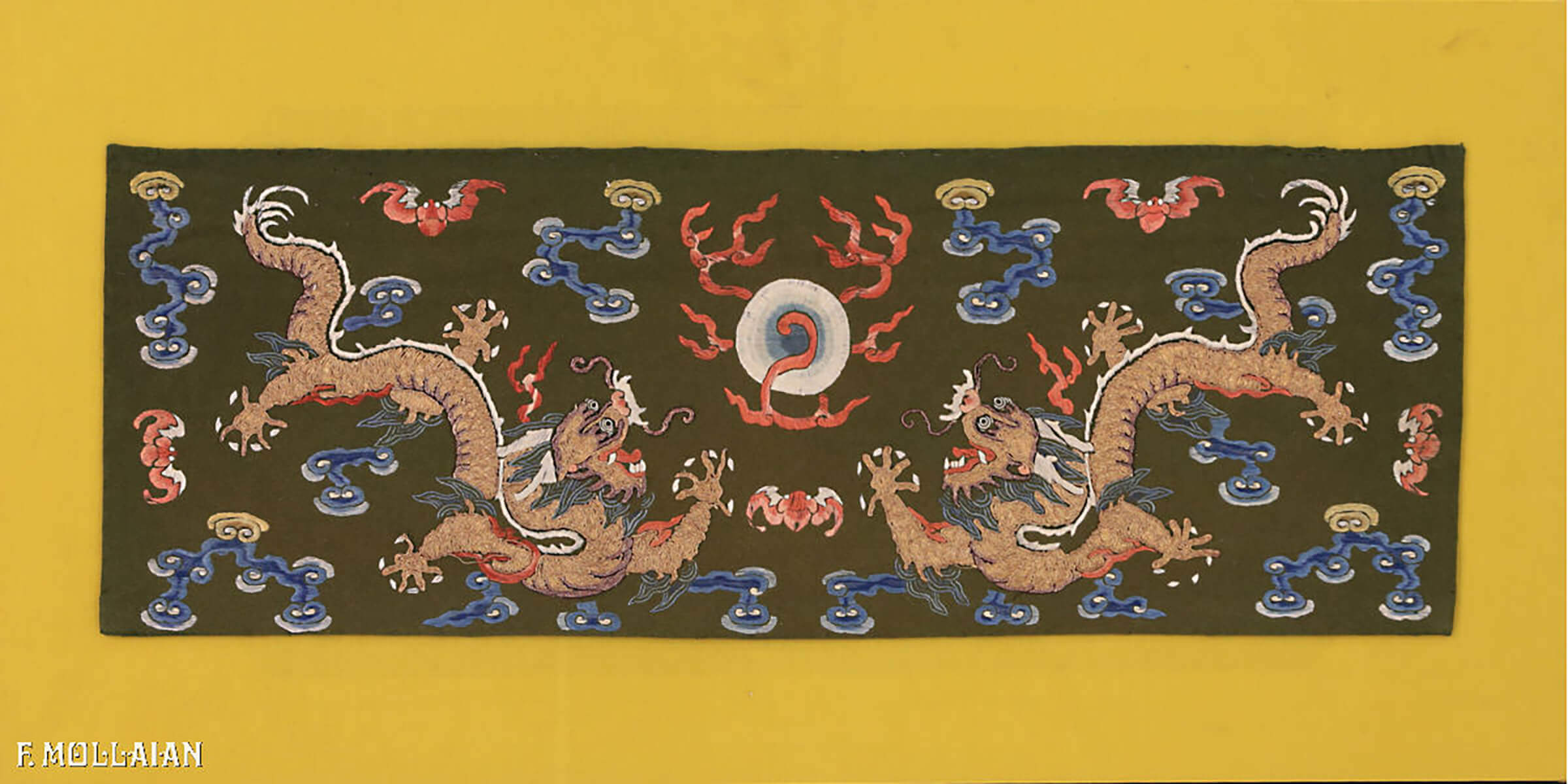 An Antique Pair of Silk & Metal Chinese Textile (85x30 cm)